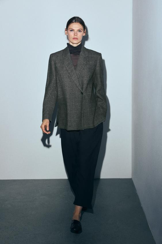 OVERSIZE PLAID BLAZER WITH WOOL ZW COLLECTION | Zara Canada