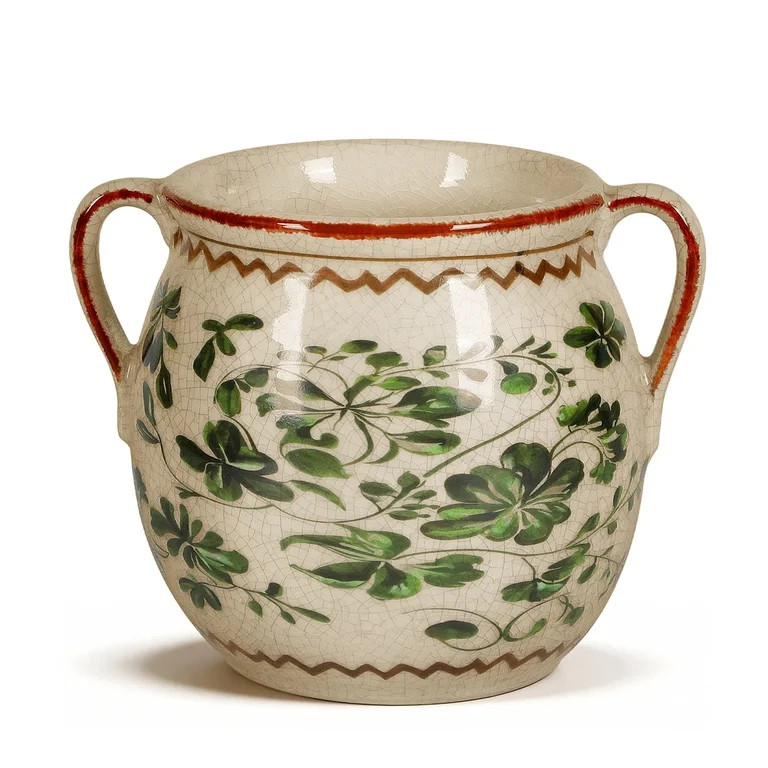 BUYMAX Sage Green Ceramic Plant Pot, Vintage Two-Handle Flower Pot with Drainage Hole for Herbs &... | Walmart (US)