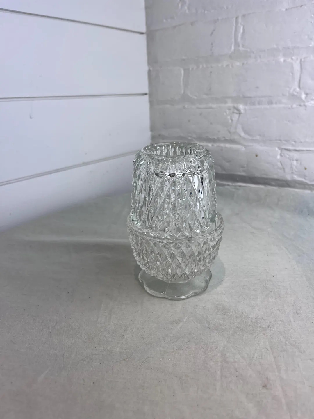 Vintage Indiana crystal clear diamond point fairy lamp | Etsy (US)