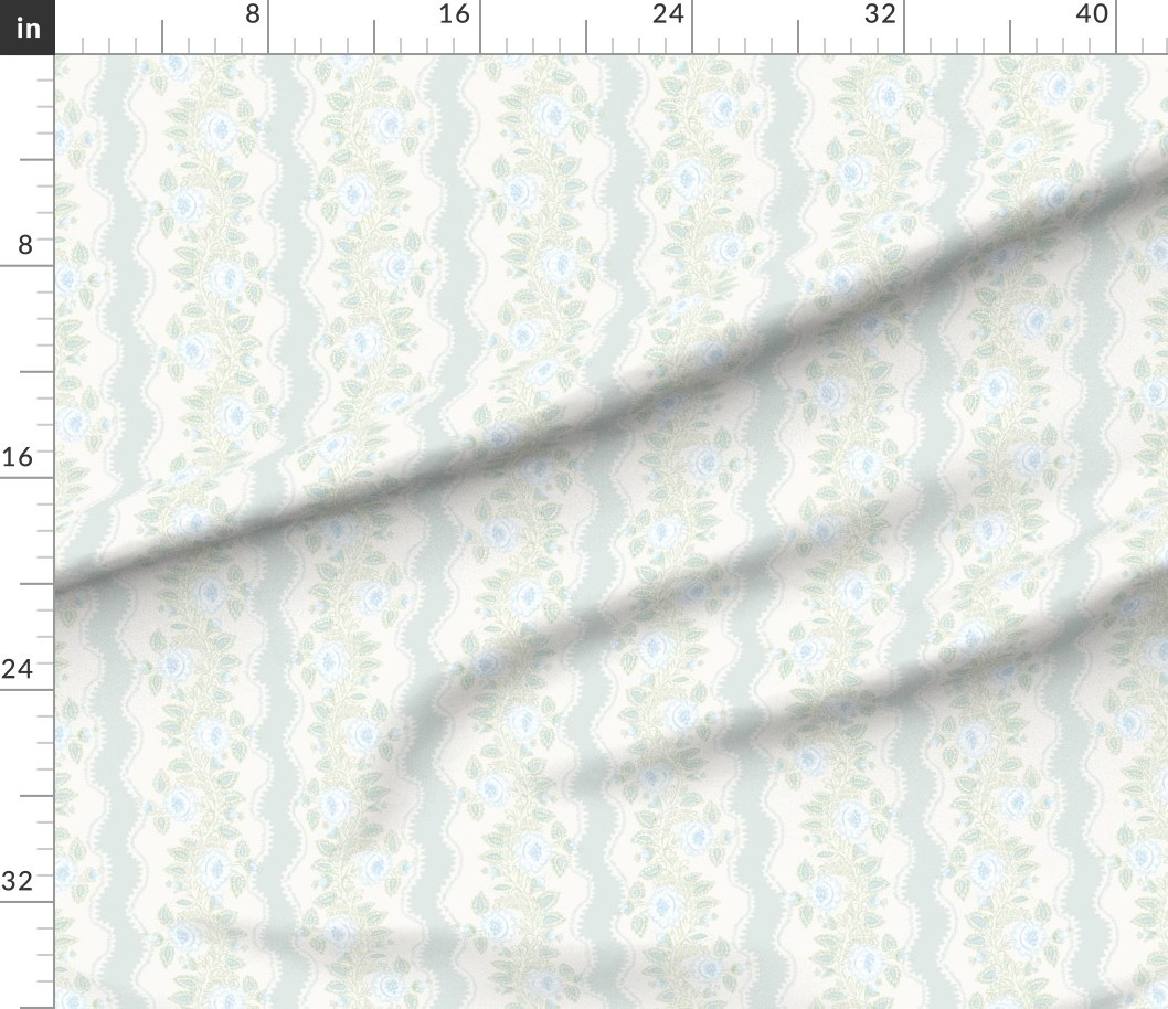 Fabric in Etta Floral Stripe Rainy Day | Spoonflower