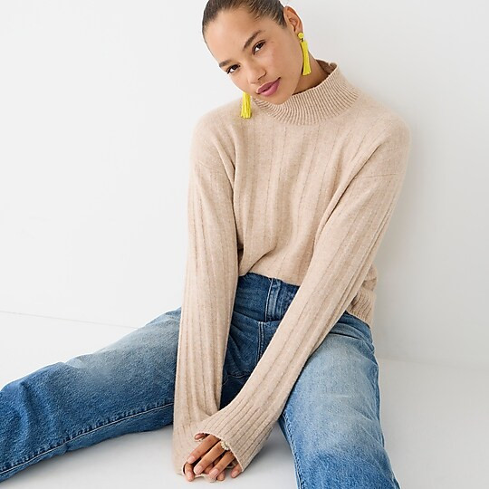 Ribbed mockneck sweater in Supersoft yarn | J. Crew US