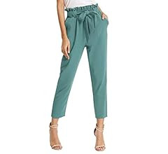 GRACE KARIN Women's Cropped Paper Bag Waist Pants with Pockets | Amazon (US)