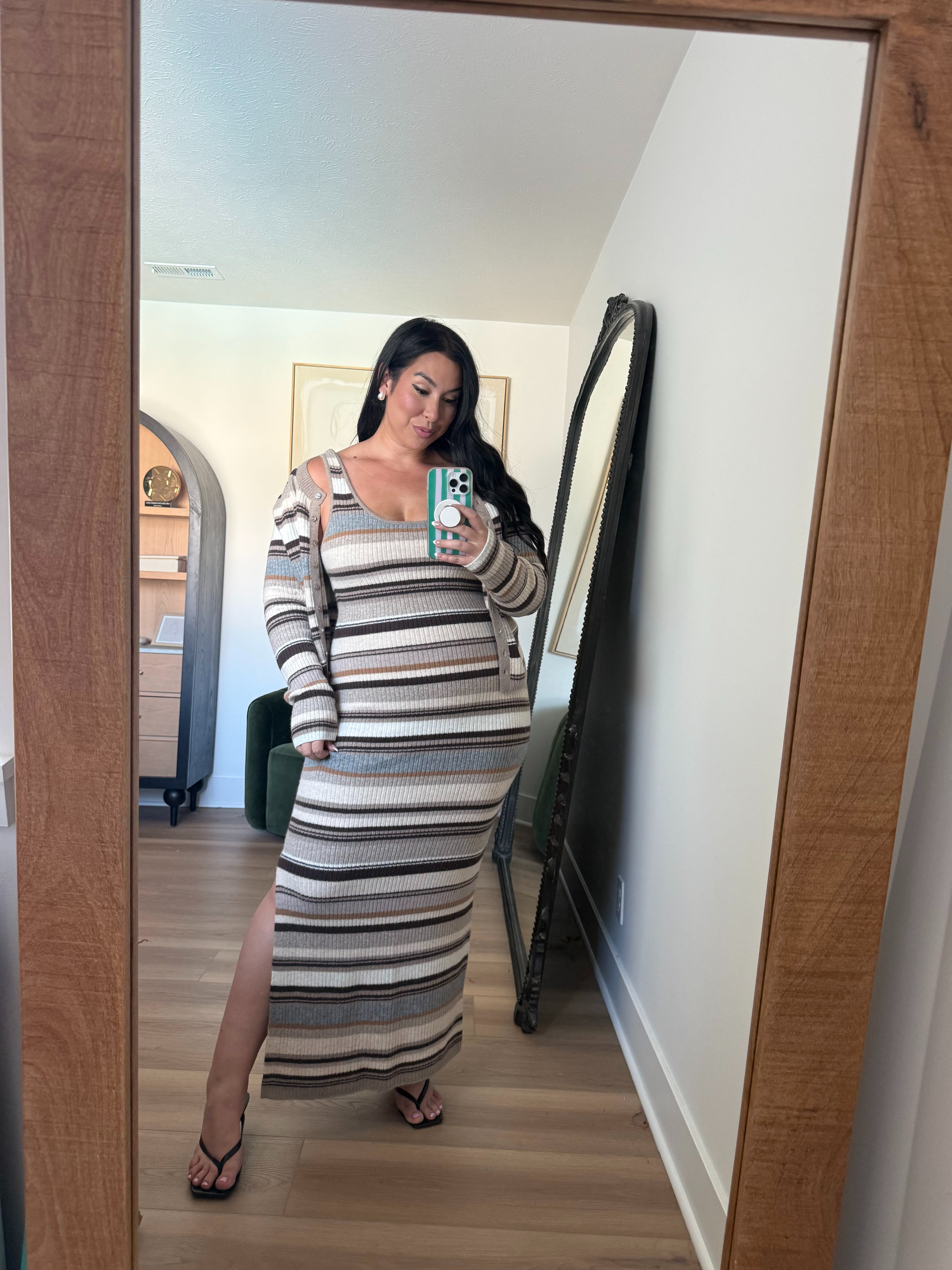 Love the striped version of the knit dress!Wearing a large! Midsize fashion, midsize, abercrombie, abercrombie sweater dress, fall style, fall dress

#LTKSeasonal #LTKMidsize