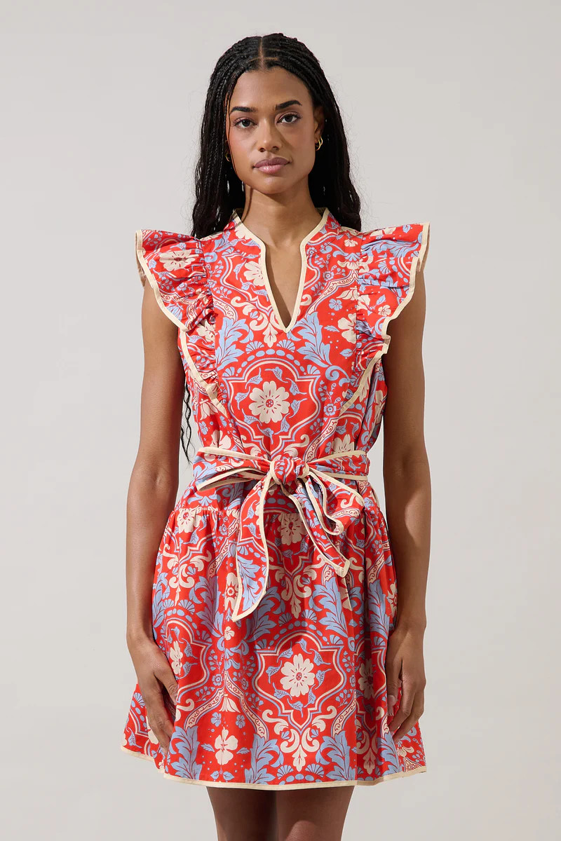 Kailin Ruffle Mini Dress Elvina Floral | Sugarlips