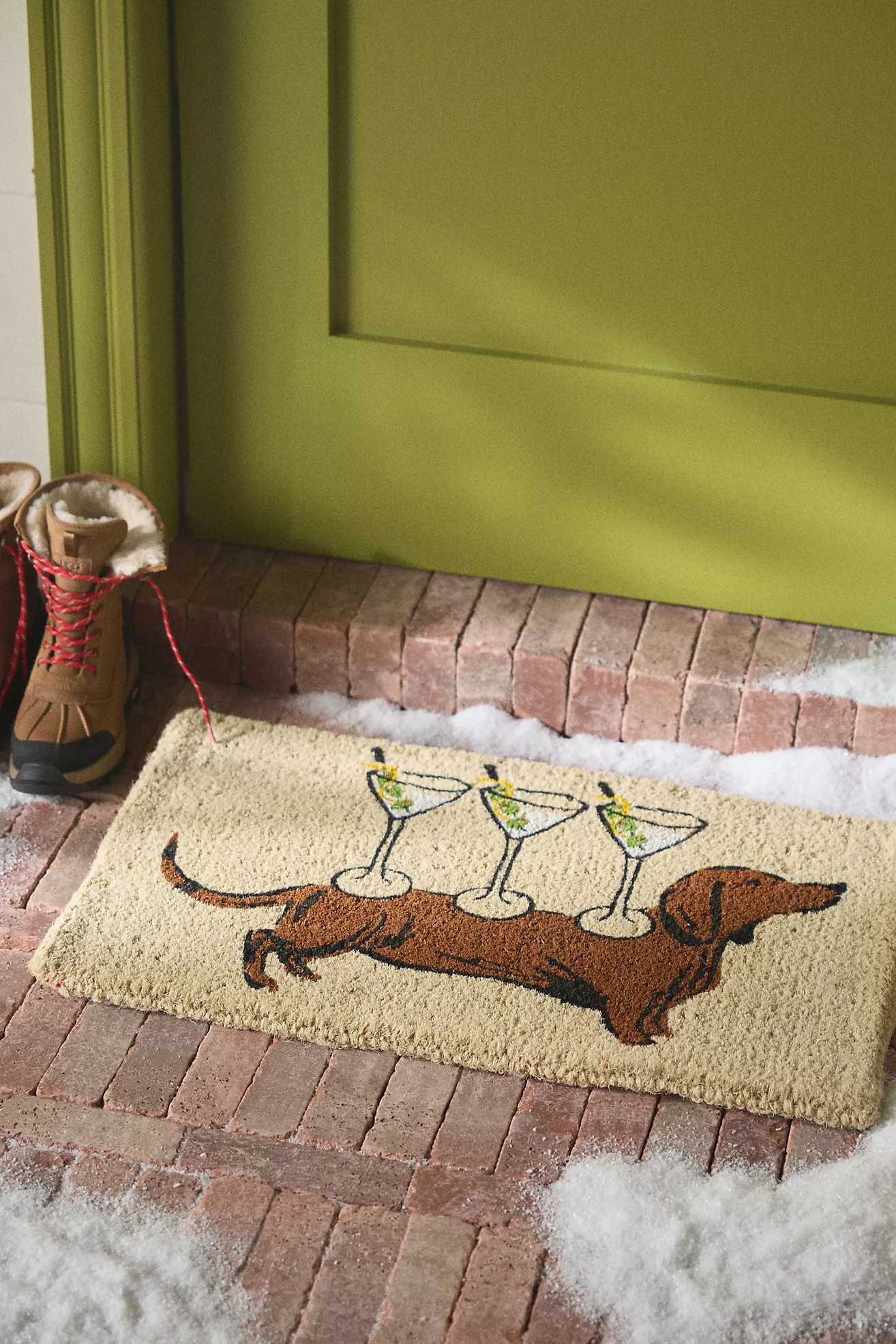 Martini Dachshund Printed Coir Doormat | Anthropologie (US)
