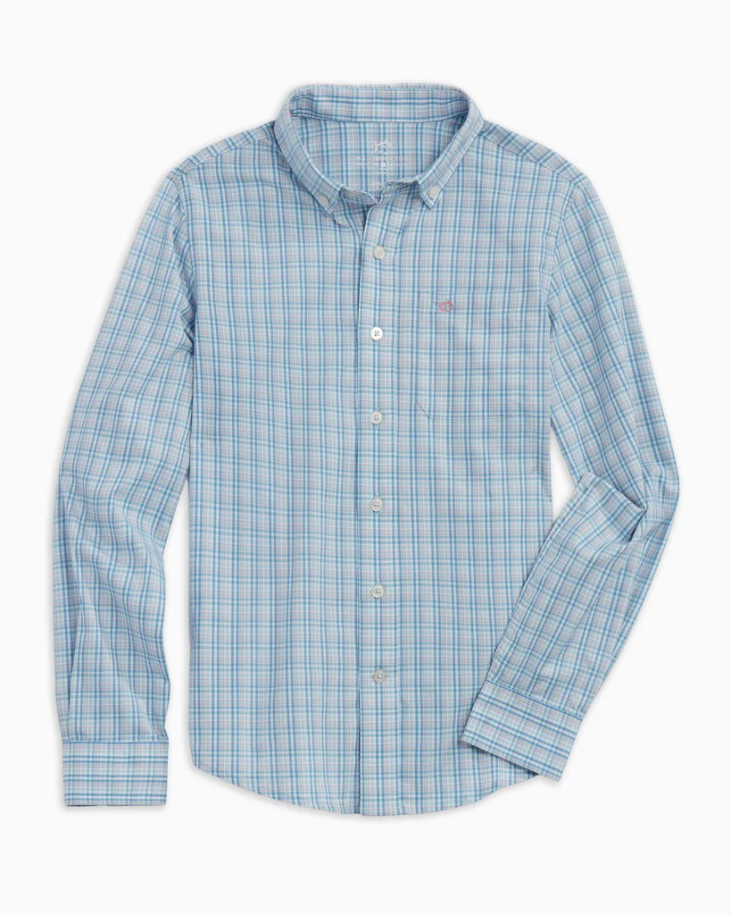 Boys Seawater Plaid Intercoastal Performance Sport Shirt | Southern Tide