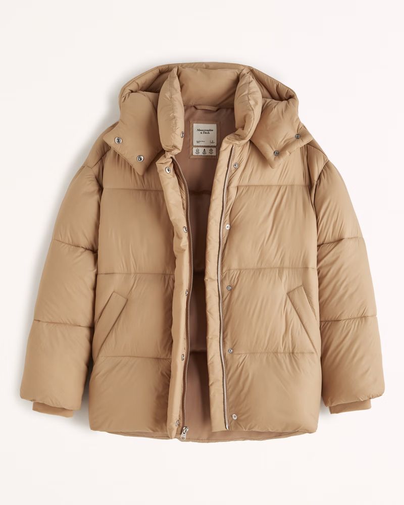 Women's Oversized Duvet Mid Puffer | Women's Coats & Jackets | Abercrombie.com | Abercrombie & Fitch (US)