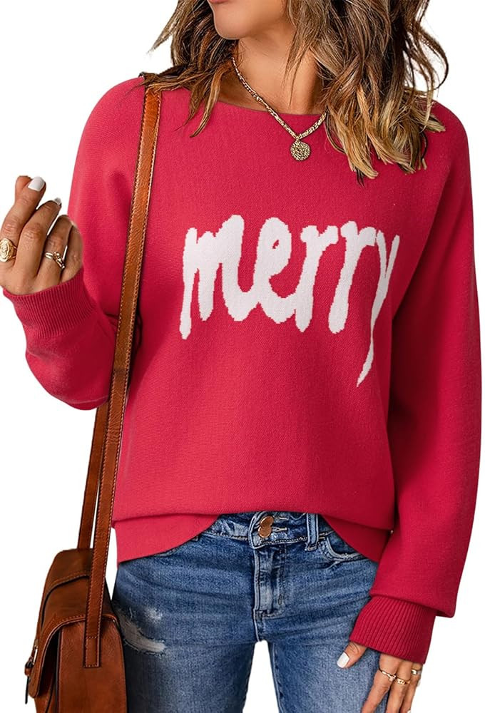 EVALESS Casual Crewneck Sweaters for Women Fall Winter 2025 Lightweight Long Batwing Sleeve Pullo... | Amazon (US)