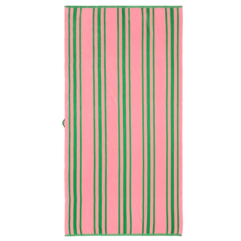 Better Homes & Gardens 2 Pack Cotton Blend Beach Towels, 72 x 38 in, Pink & Green Palm | Walmart (US)