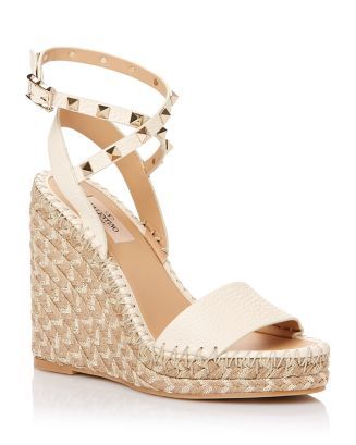 Women's Rockstud Double Espadrille Metallic Wedge Sandals | Bloomingdale's (US)