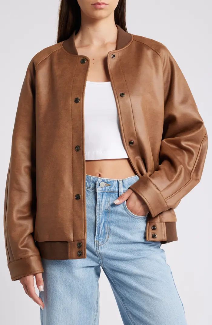 Wild Rose Faux Leather Bomber Jacket | Nordstrom