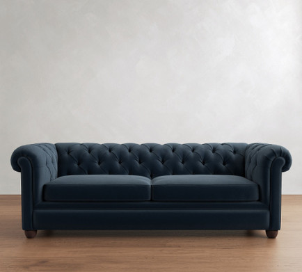Roll Arm Chesterfield Sofa in Performance Velvet