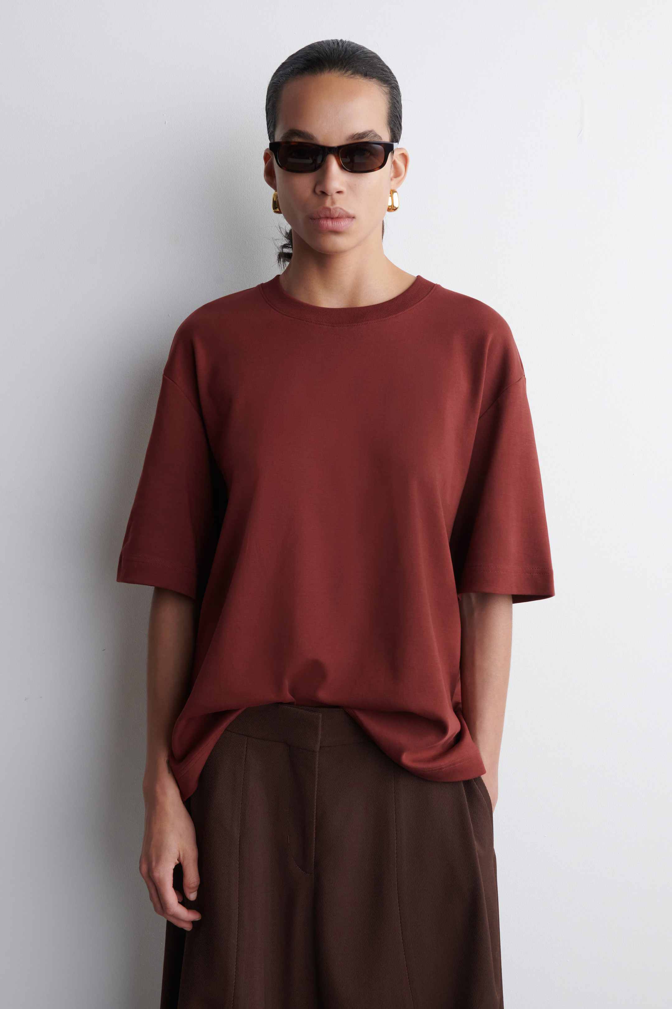 OVERSIZED COTTON T-SHIRT - DARK RED | COS | COS UK