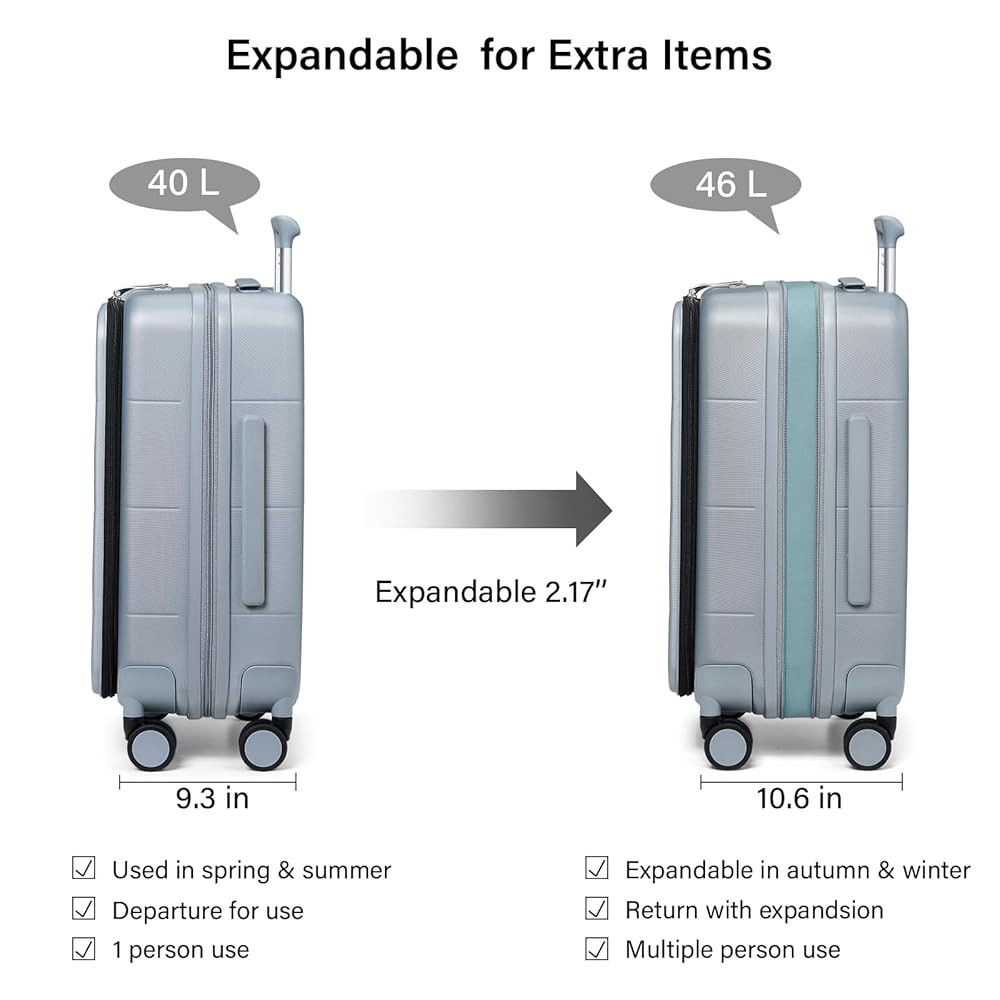 Amazon.com | Hanke Hardside Expandable Carry On Luggage, 20 Inch Top Opening Trunk Luggages with ... | Amazon (US)