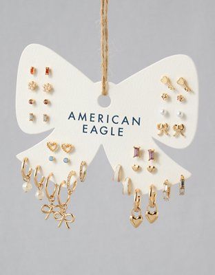 AEO Bow Earrings 18-Pack | American Eagle Outfitters (US & CA)