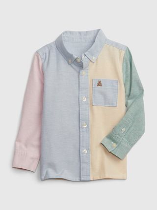 Toddler Linen-Cotton Colorblock Oxford Shirt | Gap (US)