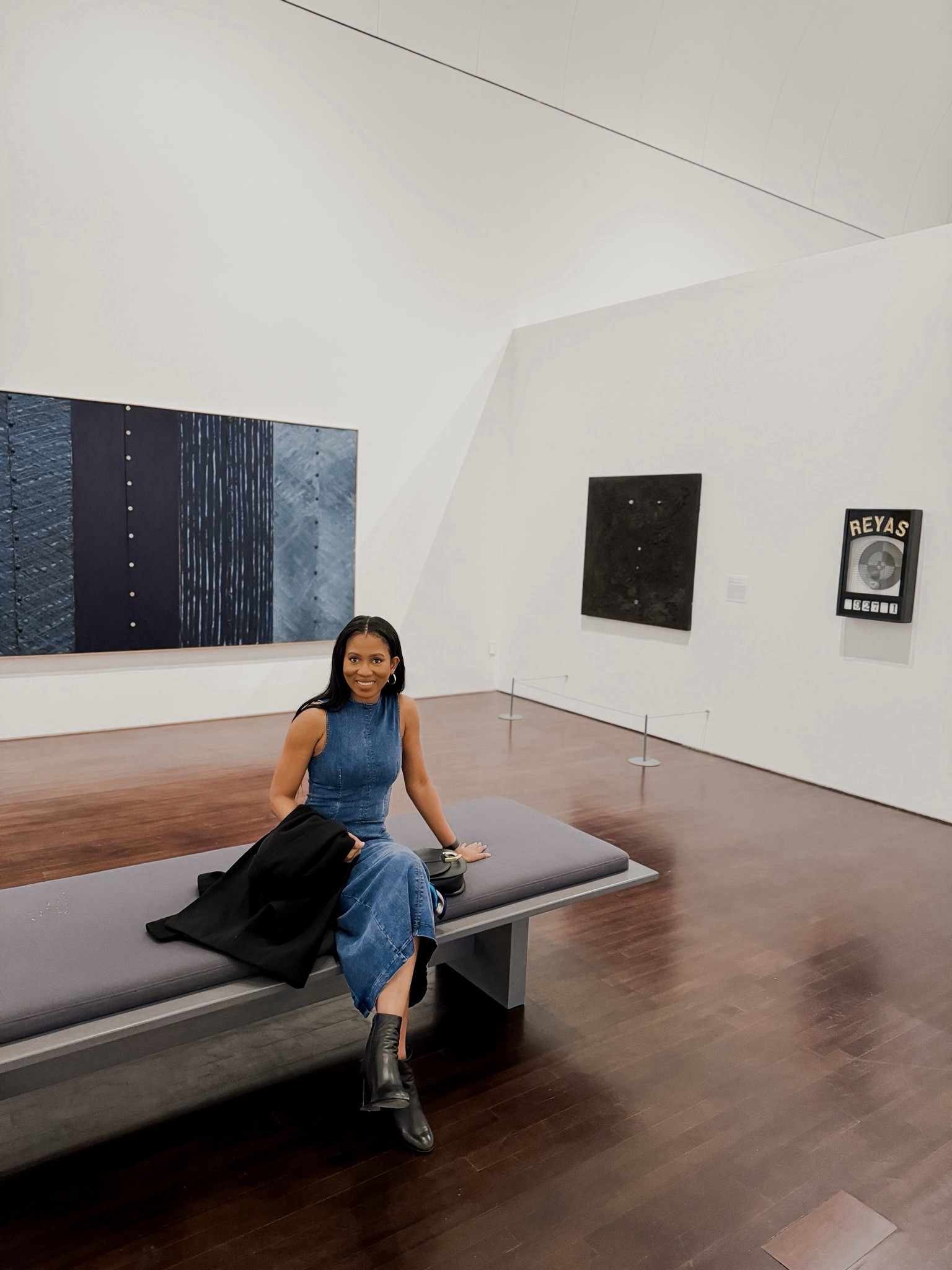 Denim dress paired with a black winter coat and boots. #LTKparties #LTKstyletip

#LTKU