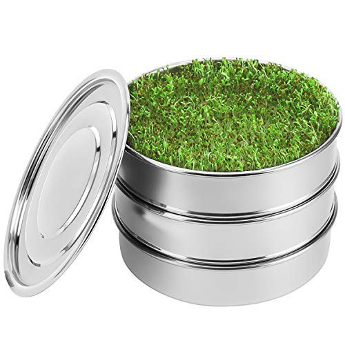SOLIGT Stackable Stainless Steel Seed Sprouting Kit, 2-Tier Mesh Sprouting Trays, 1 Base and 1 Cover Lid | Amazon (US)