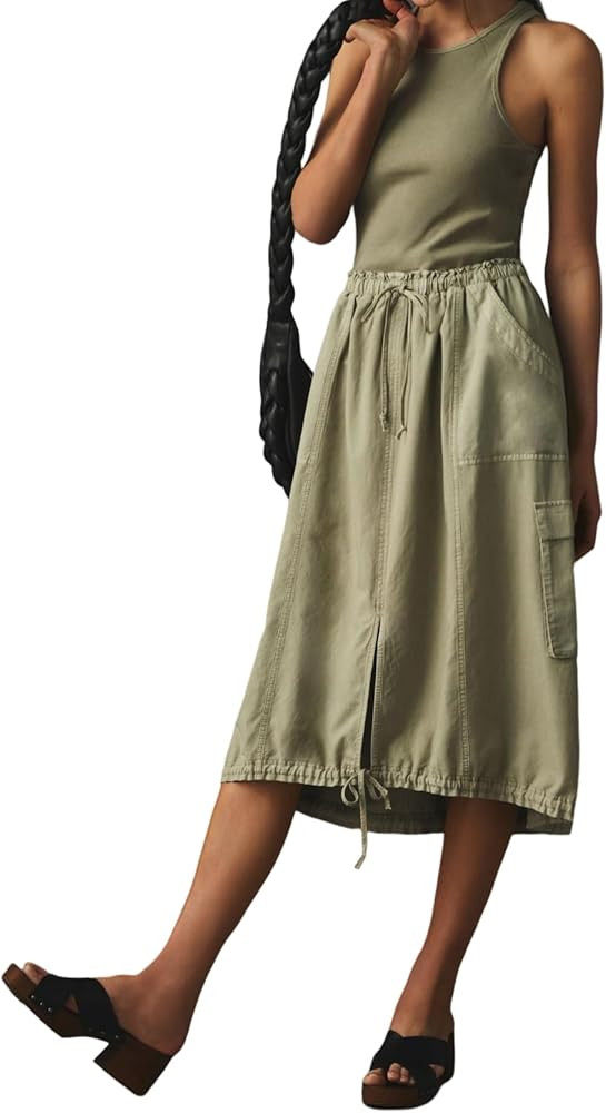 Women's Casual Ribbed Knit Top Athletic Racerback Midi Dress | Amazon (US)