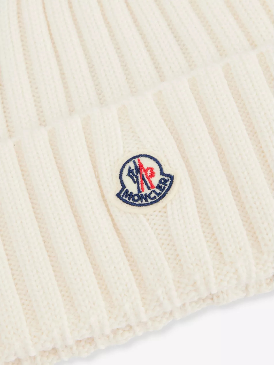 Brand-appliqué ribbed wool knitted beanie | Selfridges