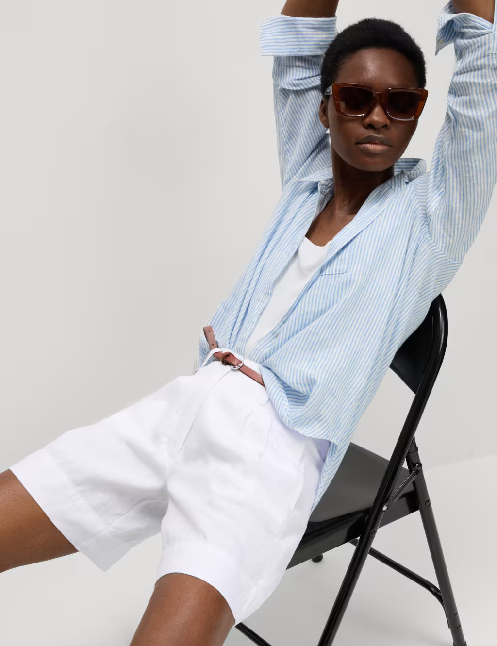 Pure Linen High Waisted Shorts | Marks & Spencer (UK)