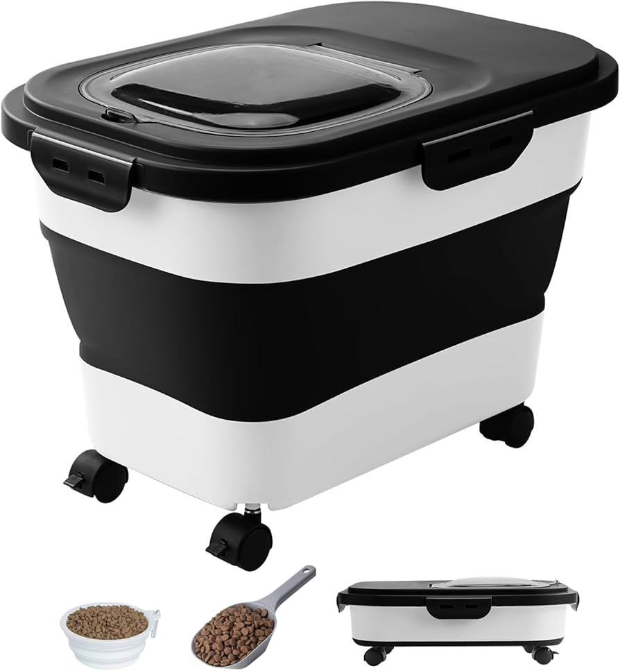20-23 Lbs Dog Food Storage Container - Collapsible Dog Food Container with Attachable Casters and... | Amazon (US)