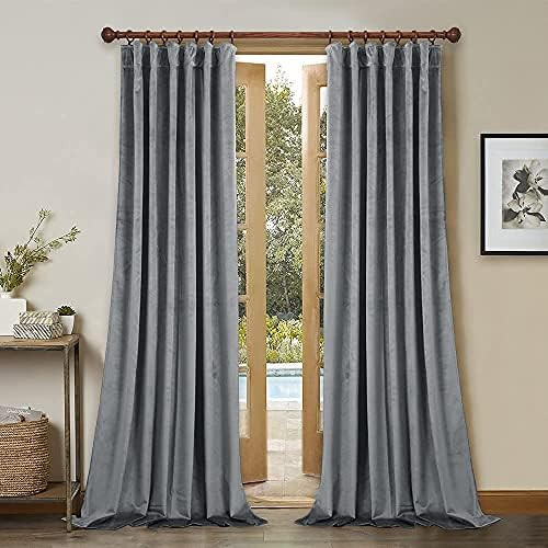 StangH Grey Curtains Velvet Drapes - Blackout Curtains for Bedroom Luxury Home Decoration Privacy... | Amazon (US)