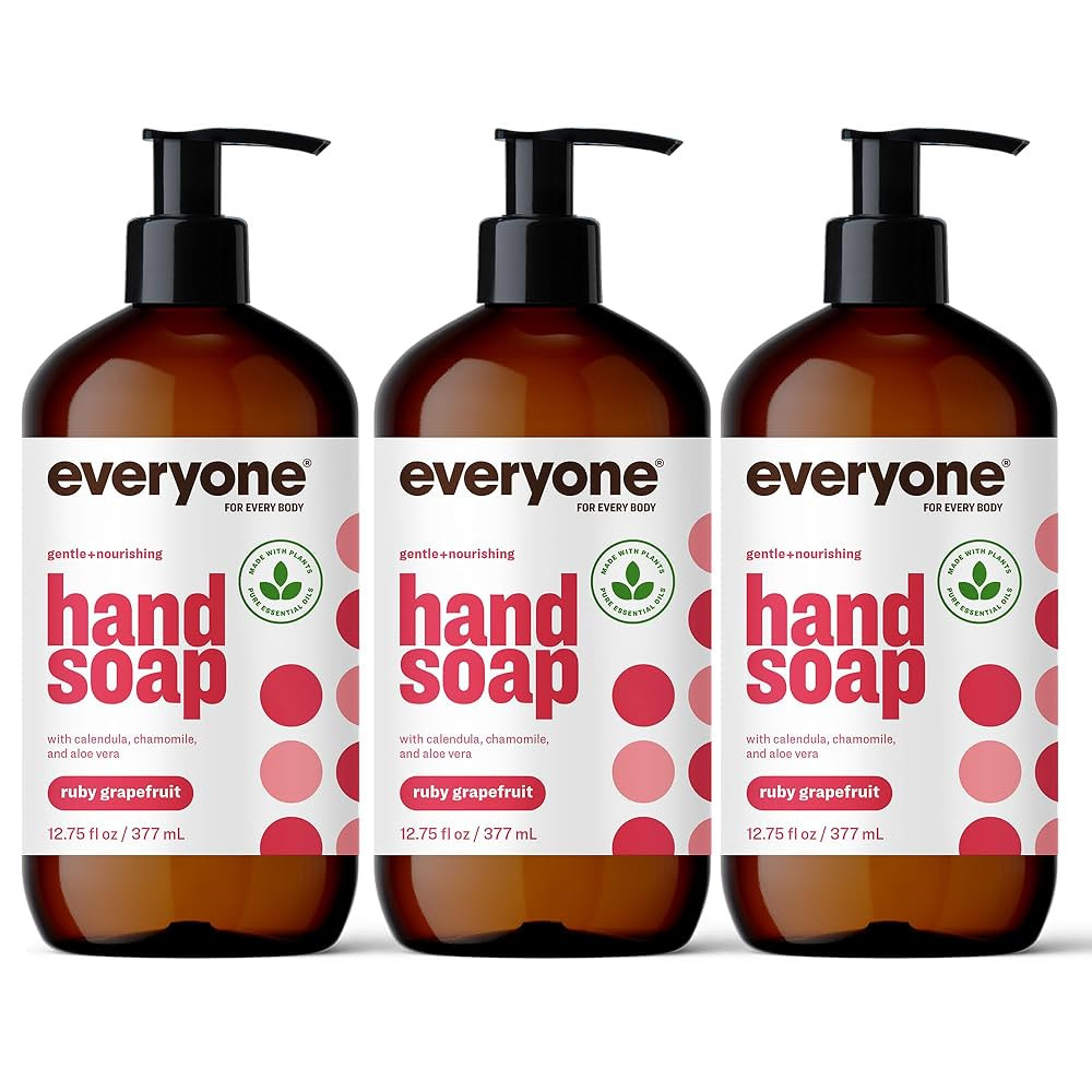Everyone Liquid Hand Soap, 12.75 Ounce (Pack of 3), Ruby Grapefruit, Plant-Based Cleanser with Pu... | Amazon (US)