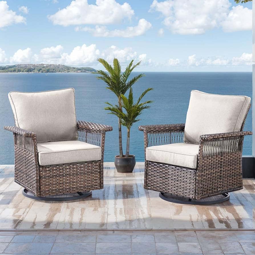 Outdoor Patio Rocking Swivel Chairs - 2PC Wicker Patio Furniture Rocker Chair Set,Rattan Glider C... | Amazon (US)