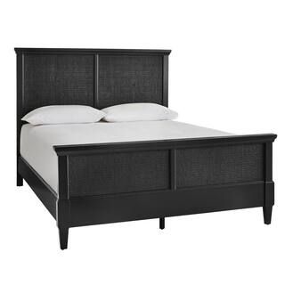 Marsden Black Wooden Cane King Bed (81 in. W x 54 in. H) | The Home Depot