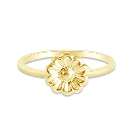 14k Yellow Gold Plated 925 Sterling Silver Lovely Tiny Daisy Flower Ring Jewlery for Her Women Valen | Walmart (US)