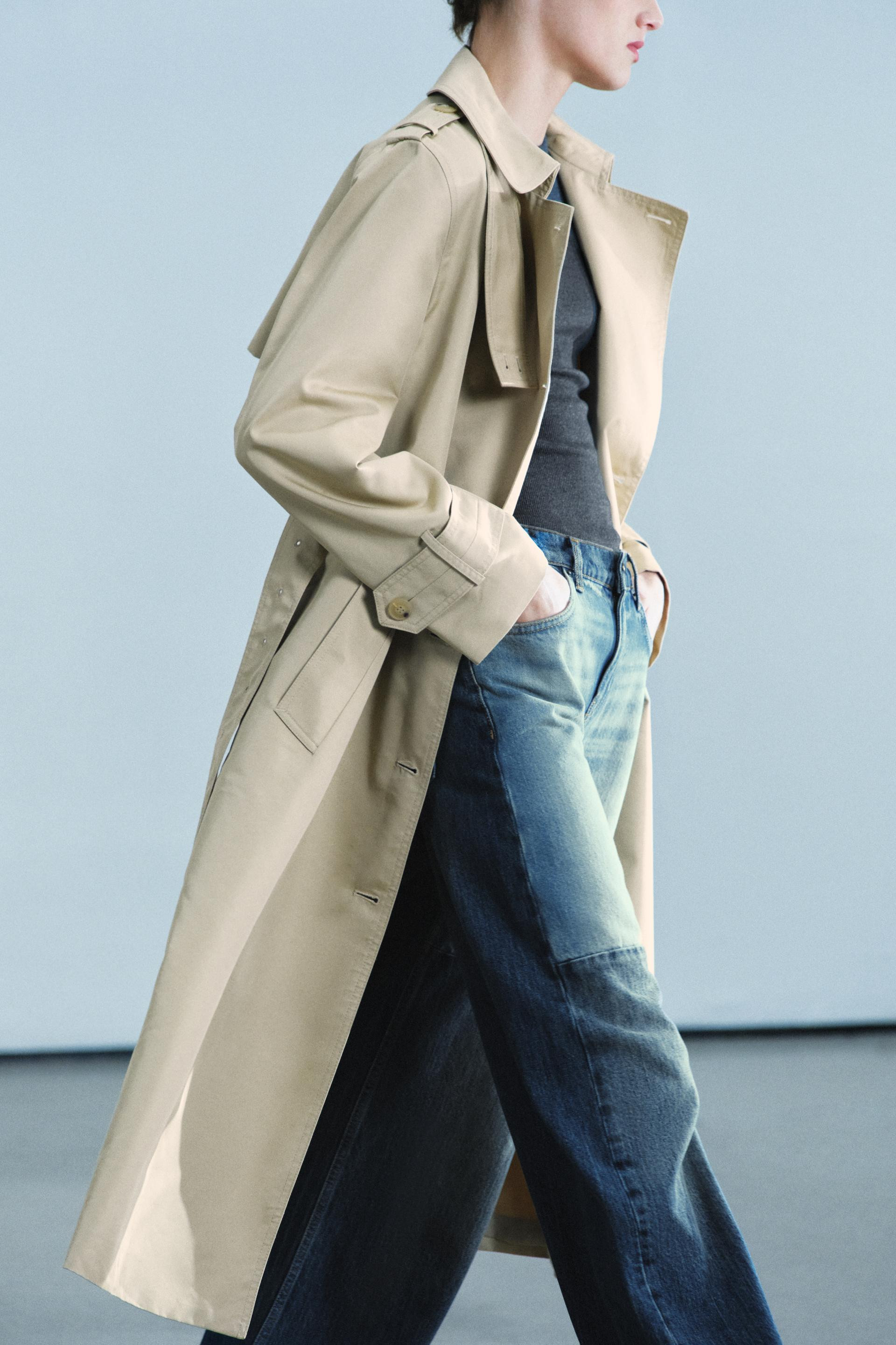 Zara - Zw Collection Water-Repellent Belted Trench Coat - Light Camel - L - Woman | Zara US