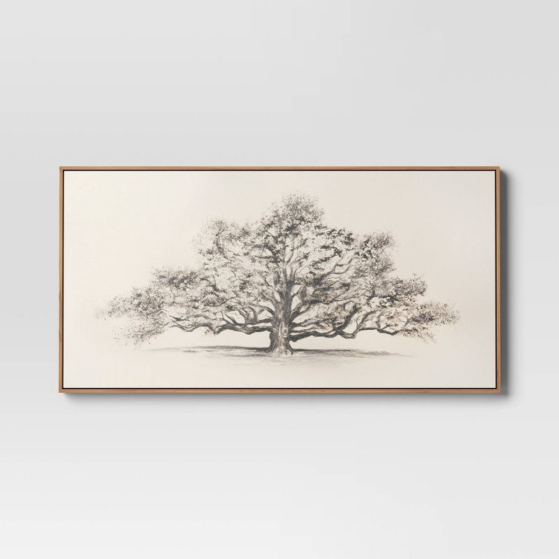47" x 24" Pen and Ink Tree Framed Wall Canvas - Threshold™ | Target