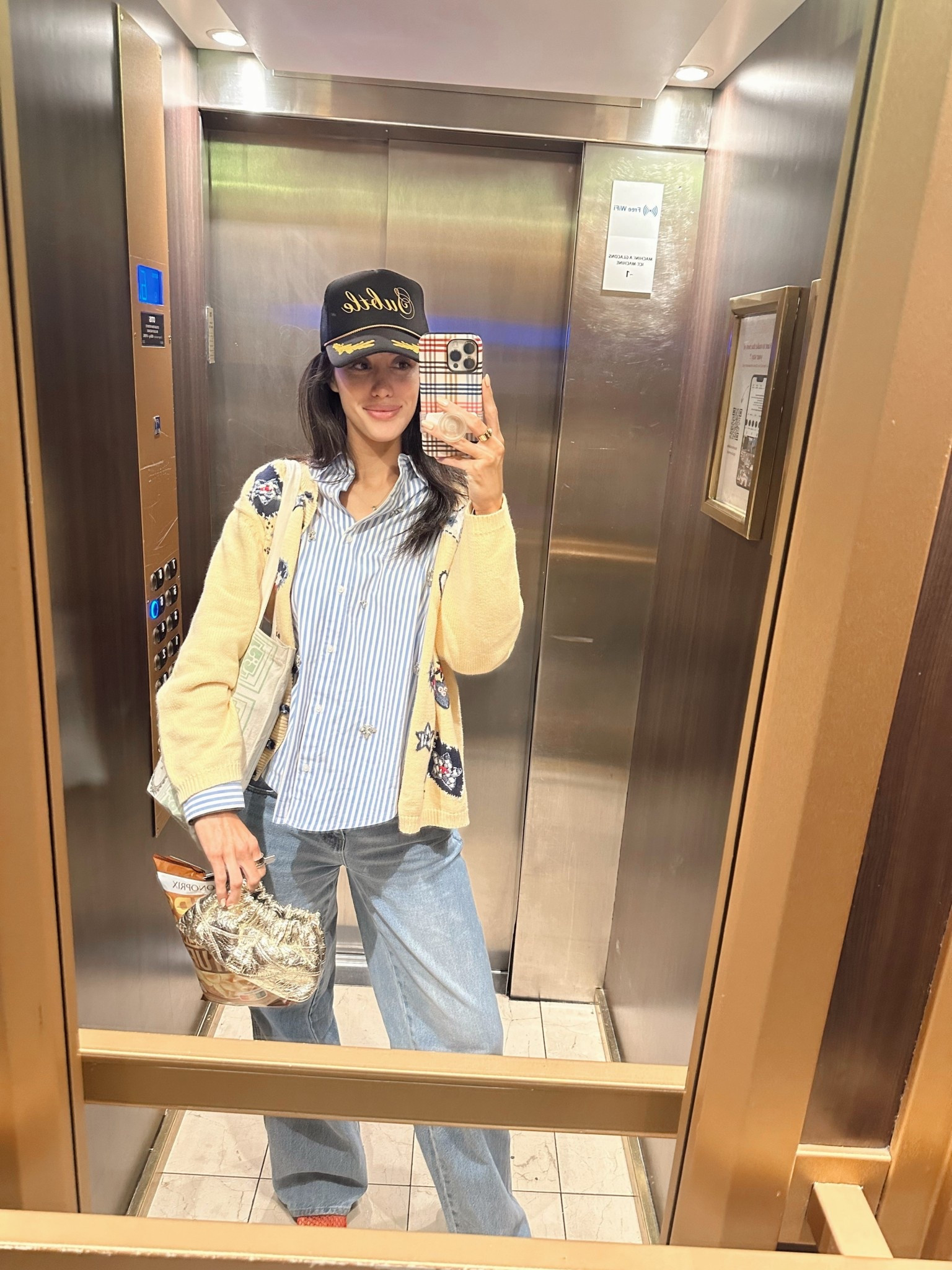 Granny sweater outfit

Wide leg jeans, butter yellow sweater, vintage cardigan, summer cardigan, summer sweater, embellished button down shirt, embellished button up shirt, blue striped top for women, custom trucker hat, gold purse, red shoes, red flats, eclectic maximalism, eccentric outfit, maximalist outfit, layered outfit, airport outfit, travel outfit, summer outfit, euro summer outfit, Paris outfit, Paris style, vacation outfit, preppy outfitt

#LTKSummerEdit #LTKFindsUnder100 #LTKFindsUnder50