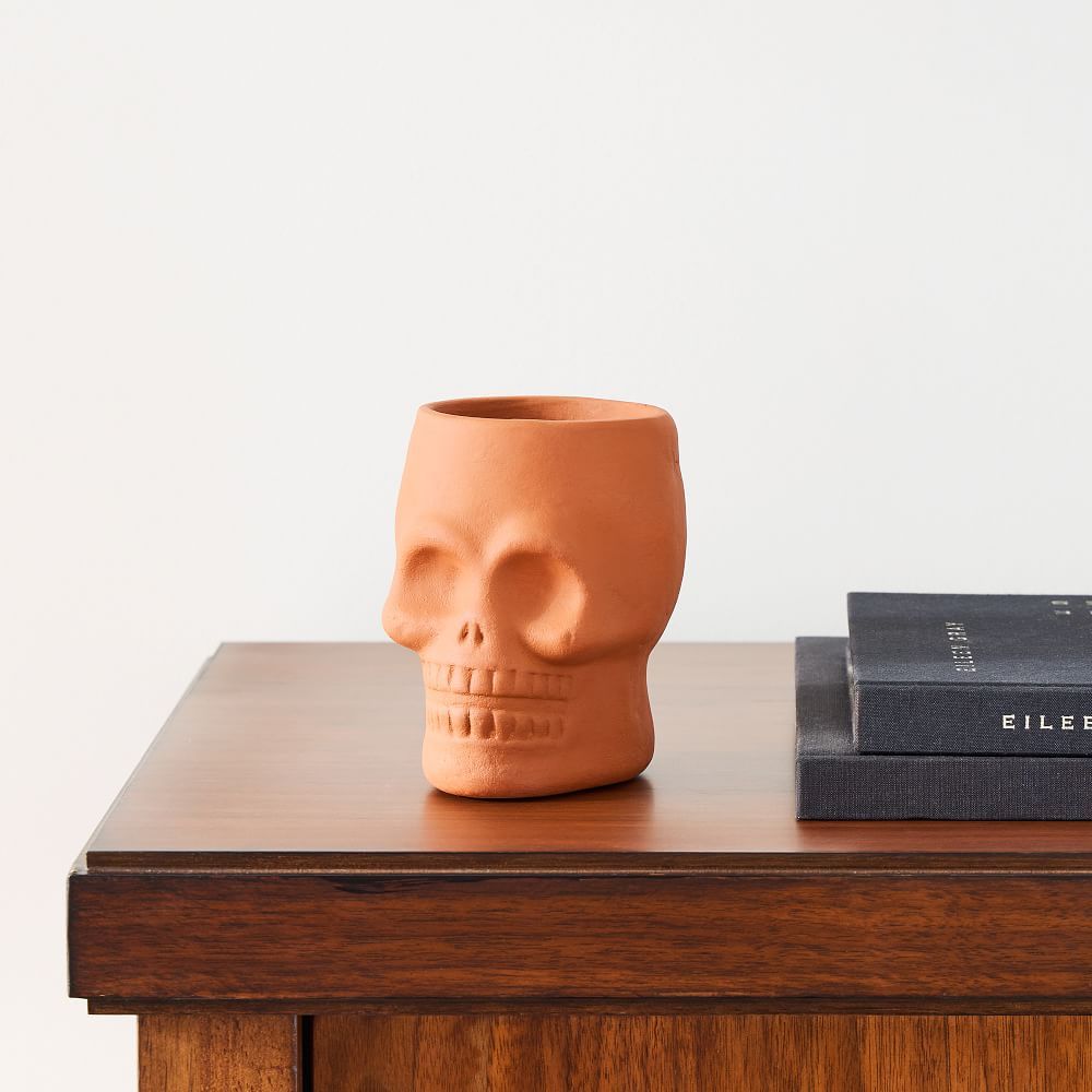Terracotta Skull Vase, Terracotta | West Elm (US)