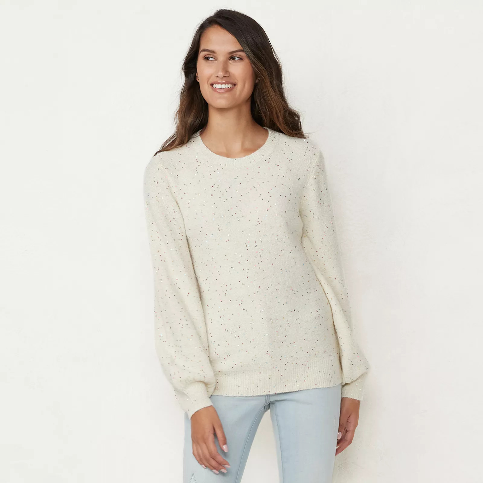 Women's LC Lauren Conrad Knitted Sweater, Size: XL, White | Kohl's