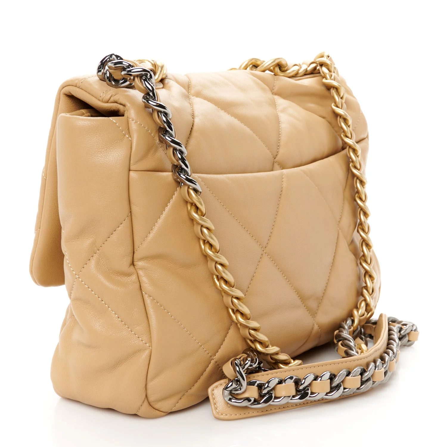 Lambskin Quilted Large Chanel 19 Flap Dark Beige | FASHIONPHILE (US)