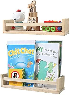 Nursery Bookshelf- Set of 2- Baby Floating Bookshelf or Book Shelf Organizer for Kids Nursery Dec... | Amazon (US)