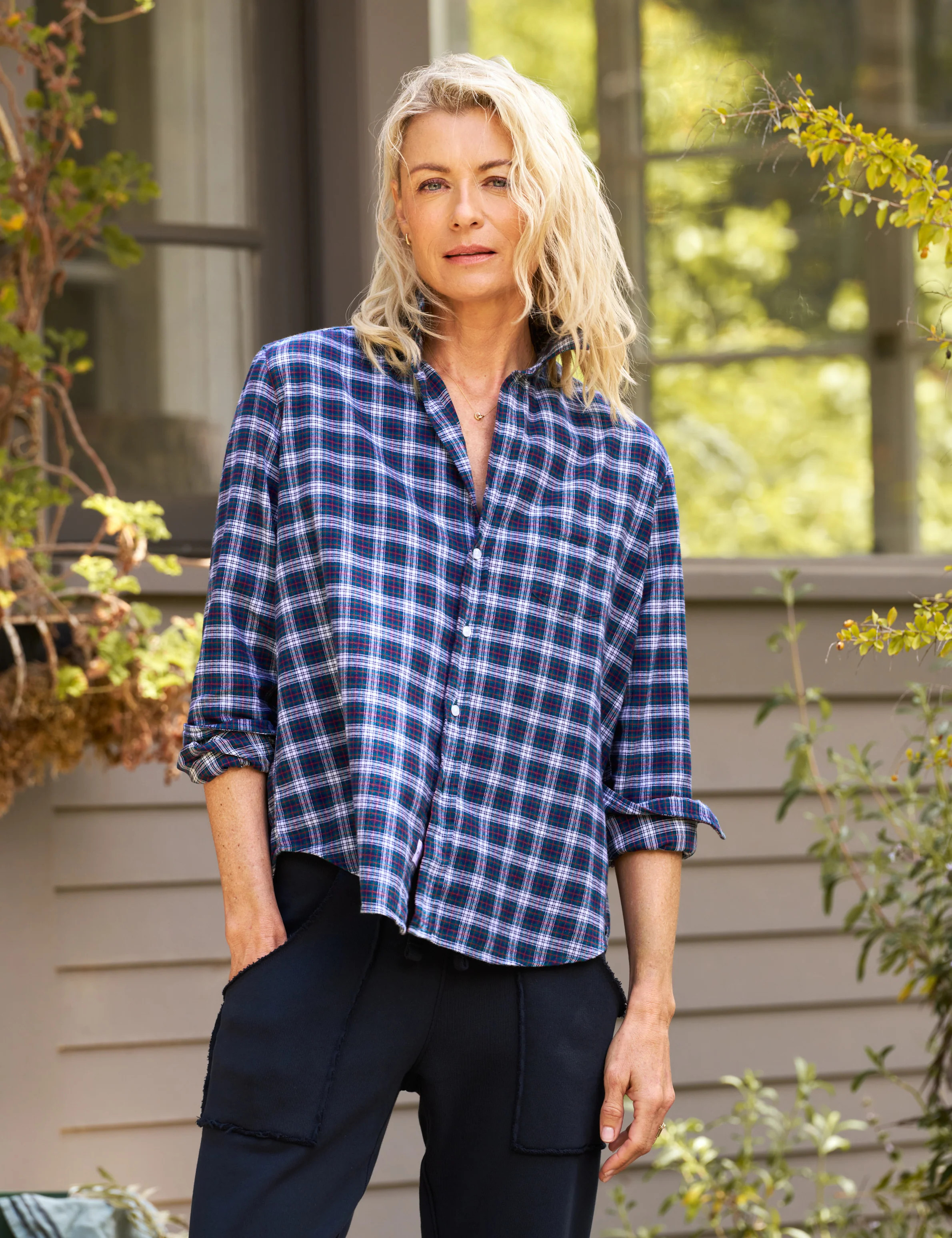 EILEEN Navy and White with Red Plaid, Flannel | Frank & Eileen