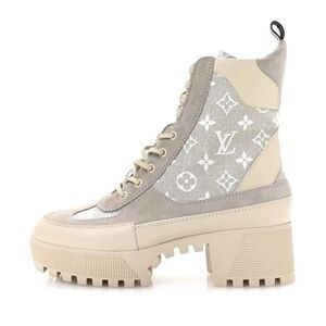 Louis Vuitton Laureate Beige and Gray Lace-Up Boots | Poshmark