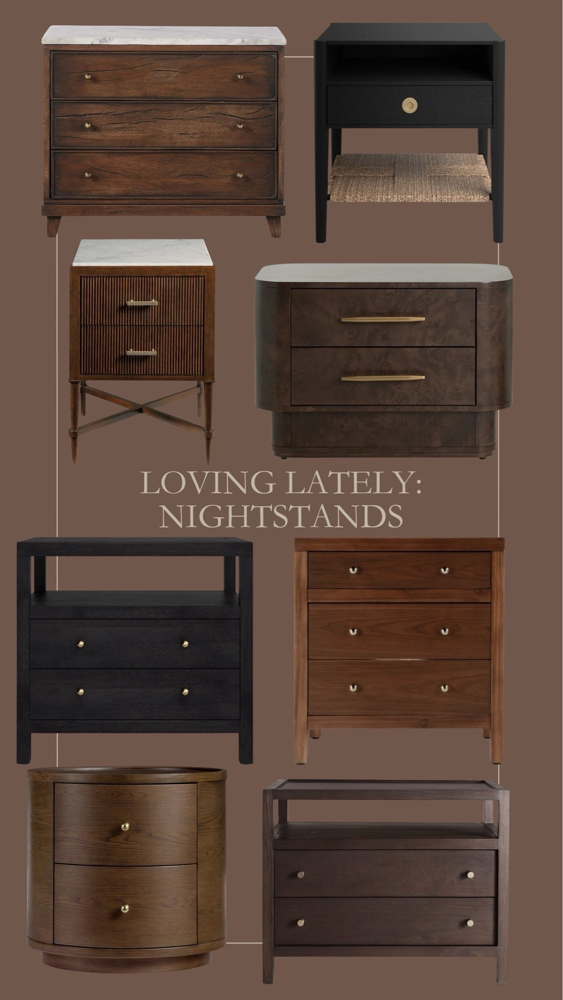 Loving lately: these beautiful, moody nightstands! 🖤🙌🏻 Such pretty dark neutrals for a cozy bedroom