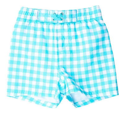RuggedButts Boys UPF50+ Gingham Swim Trunks - Bright Aqua, 6 | Target