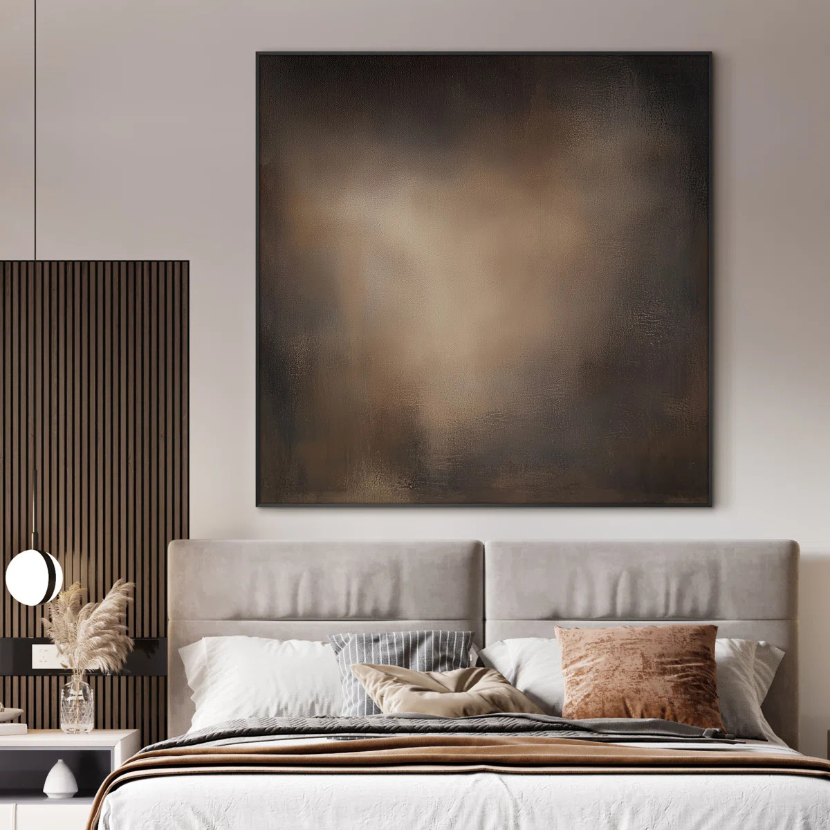 Faded Brown Abstract Minimalist Illustrations Extra Large Framed Wall Art - Digital Print (Frame ... | Wayfair North America