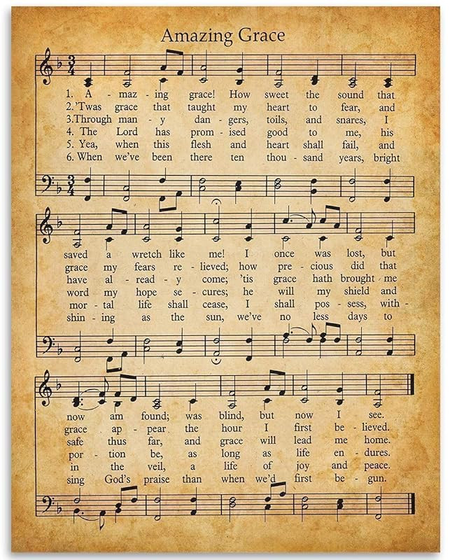 Amazing Grace Wall Art Poster - 11x14 Unframed Art Print - Great Inspirational Music Sheets Gift ... | Amazon (US)