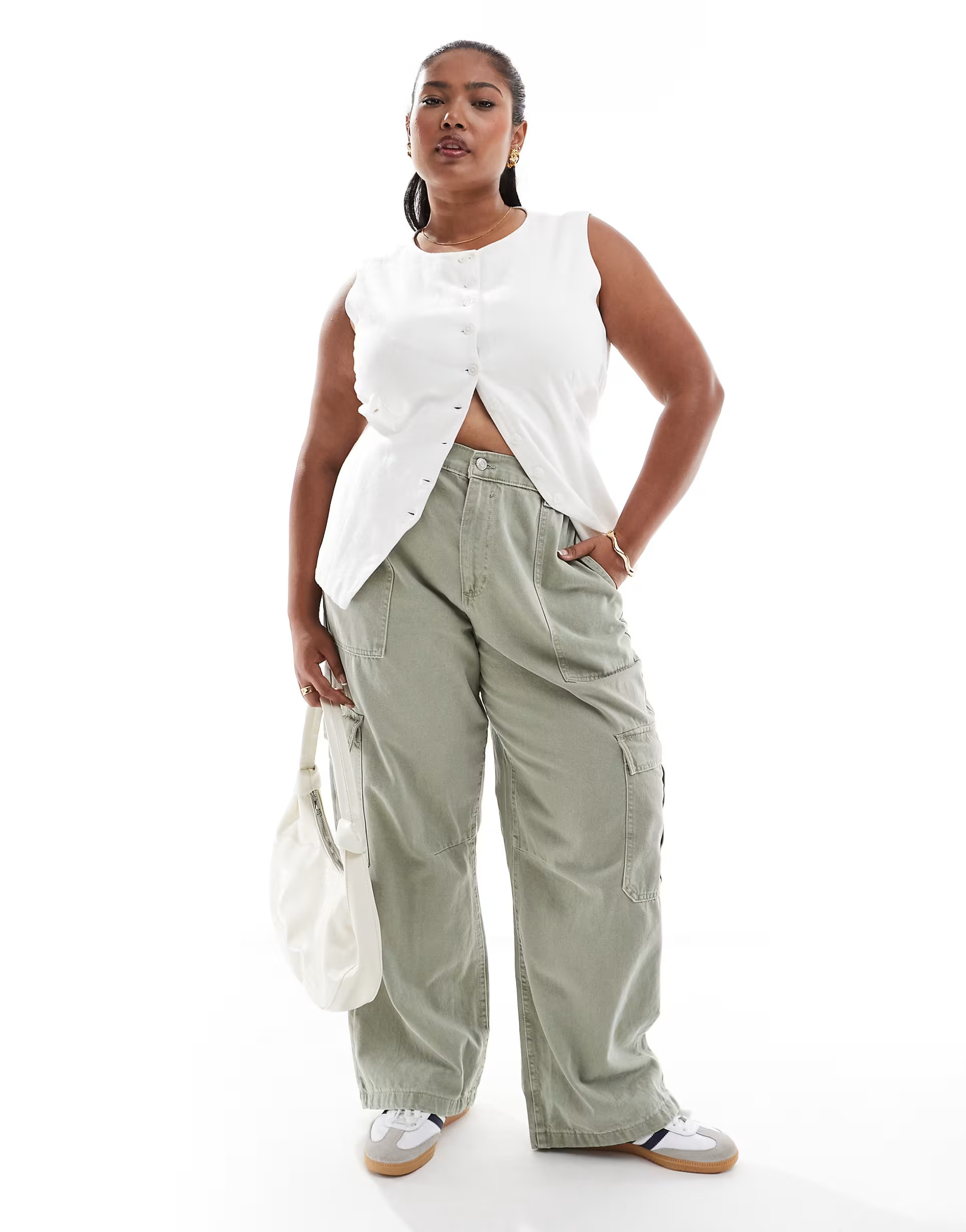 ASOS DESIGN Curve cargo jeans in washed khaki | ASOS | ASOS (Global)