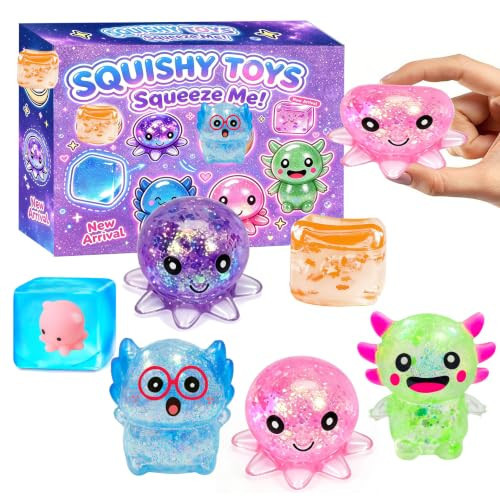 6 Pcs Squishy Toys Soft Stress Relief Toys for Kids Boys Girls Goodie Bag Christmas Stocking Stuffers Party Favors Treasure Box Classroom Prizes Carnival Gifts(HUN-JF) | Amazon (US)