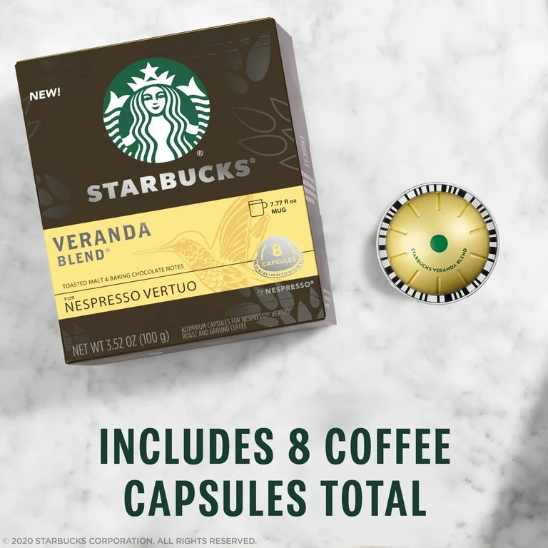 Starbucks by Nespresso Vertuo, Veranda Blend, Starbucks Blonde Roast Nespresso Pods, 8 Ct | Walmart (US)