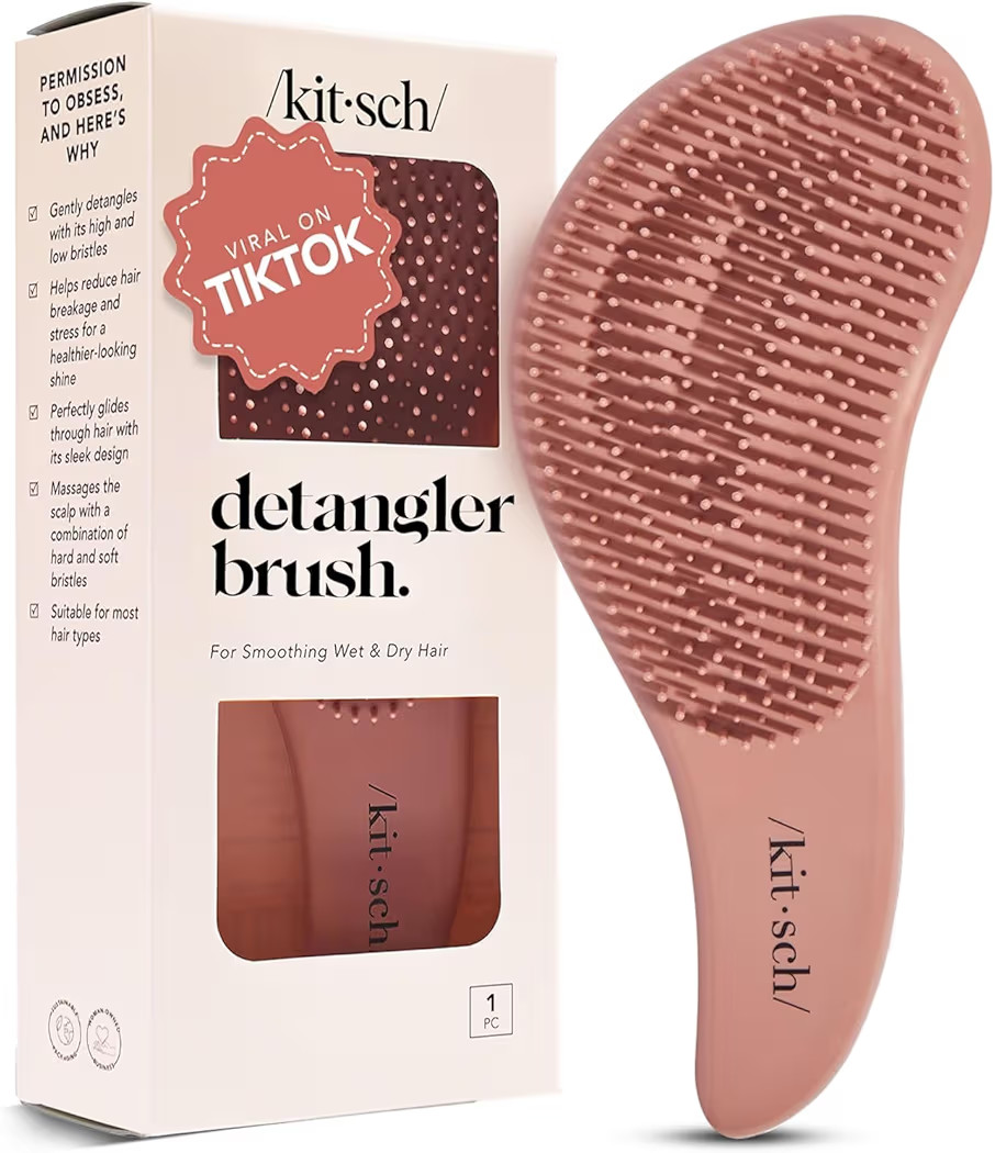 Amazon.com : Kitsch Detangler Brush – Gentle Curly Hair Brush with Flexible Bristles for All Ha... | Amazon (US)