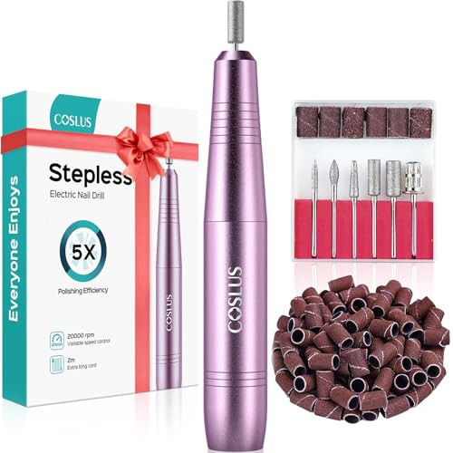 COSLUS Electric Nail Drill File Professional: for Acrylic Gel Dip Powder Nails Portable Nail Machine Kit Manicure Pedicure Tools Polishing Set with Nail Drill Bits Sanding Bands | Amazon (US)