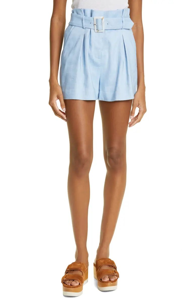 Ashford Belted High Waist Linen Blend Shorts | Nordstrom